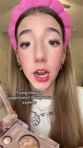 Trying makeup suggestions!! I’m trying white eyeliner on my waterline. Comment more makeup suggestions!! 🩷🩷 #congenitalptosis #ptosis #makeup #eyeliner #fyp