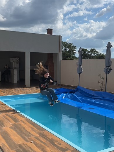 Jump in the pool fully clothed wearing long sleeves shirt, jeans, socks and shoes #wetlook #fullyclothed #completelysoaked #soaked #wetclothes