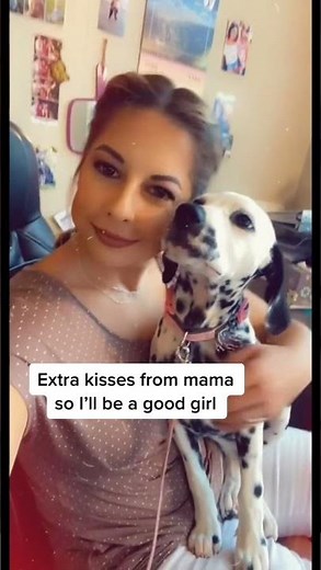 Woman takes her Dalmatian puppy to work with her!