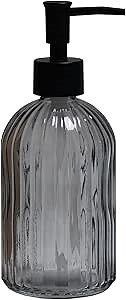 YYTSGG Grey Glass Soap Dispenser with Black Plastic Pump, 13.5oz Refillable Liquid Hand Soap Dispenser, Lotion Dish Soap Dispenser for Modern Home Decor, Bathroom, Kitchen Countertop, Hotel