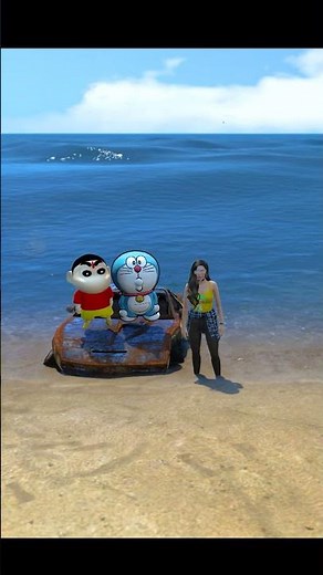 Shinchan😂 Saw A Destroyed😱 Car In Beach💦 #penguinyt #gta5shorts #shinchan