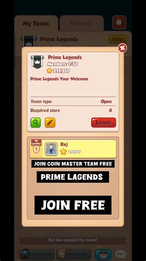 Join Coin Master Team in Free.