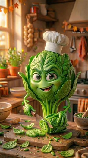 Leafy situation 😭🥬 #fyp #foryou #viralvideo #talkingfood #relatable spinach meme, AI talking food, funny sarcasm, chef humor, short viral clip, things spill tea