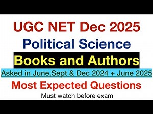 UGC NET POLITICAL SCIENCE BOOKS AND AUTHORS PYQ 2025 | UGC NET DEC 2025 | Political Science PYQ 2026