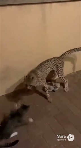 The leopard suddenly charged into the distance, the mother cat protecting her cubs. #cat#shorts