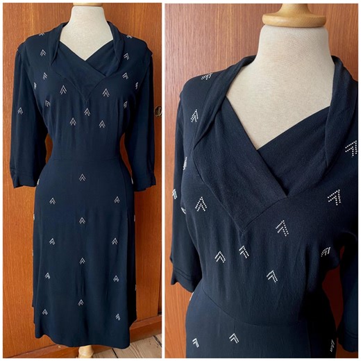 Waist 37.7" VOLUP True 1940s Back Studded Rayon Cocktail Dress! - Etsy