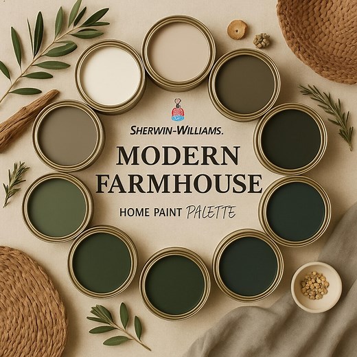 Modern Farmhouse Paint Palette | 12 Sherwin-williams Neutral & Green Colors | Digital Home Design Guide - Etsy