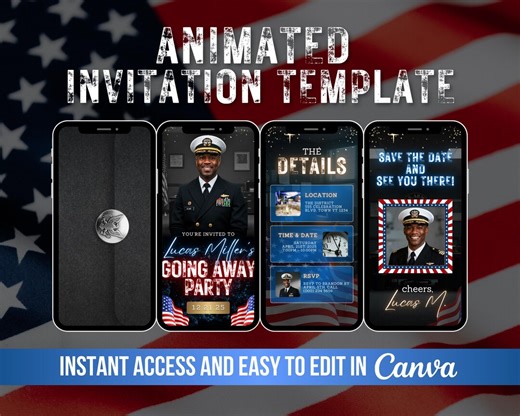 Deployment Send off Going Away Party Invitation, Army Navy Basic Training Military Evite, Enlistment Video Invite, Farewell Party Template - Etsy