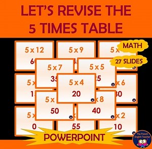 POWERPOINT on the 5 TIMES TABLE / 5 MULTIPLICATION TABLE
