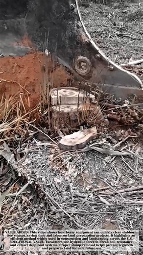 Powerful Excavator Removes Tree Stump with Precision! #shorts