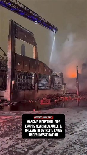 A large industrial fire in the Milwaukee and Orleans area of Detroit sent thick smoke over the lower east side early Monday, prompting a major response from Detroit Fire Department crews. No injuries have been reported, and the cause of the blaze remains under investigation as firefighters work in freezing conditions to contain the scene. @charlie_langton | Detroit crime daily
