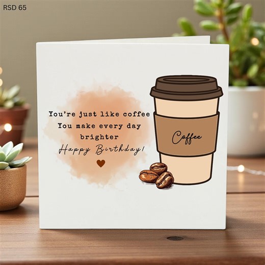Personalized Birthday Card for Coffee Lover, Fun and Heartfelt Coffee Illustration, Morning Boost Greeting, Custom Name Option Gift - Etsy