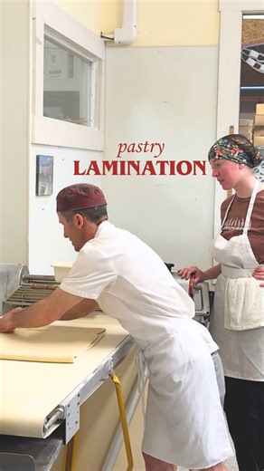 Red Hen Baking Co. on Instagram: "An early morning meeting of the minds at the lamination station. Our pastry team, always looking to improve on quality and consistency, discusses lamination technique. Lamination is the process of layering butter between dough, repeatedly rolling and folding to create all those airy flakey layers we love in croissants."