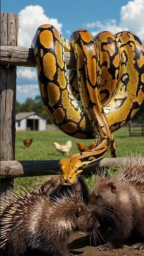 Giant Python vs Porcupines – Incredible Farm Encounter in 8K Ultra HD!