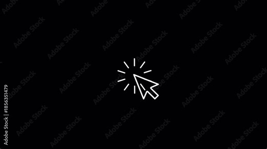 4K Mouse Click Cursor Loop Animation with Burst Effect, Pointer Hand Cursor Clicking on Transparent Background with Spark and Alpha Channel