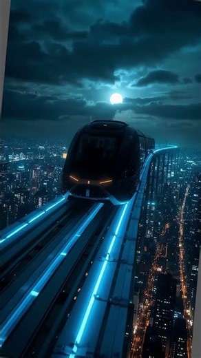 Futuristic Night Train Flying Over Neon City 🌃✨ | Cyberpunk Vibes 4K #rainsounds
