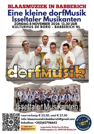 🎶 𝐌𝐨𝐨𝐢 𝐰𝐞𝐞𝐤𝐞𝐧𝐝! ✨met de "Stremtal Polka" gespeeld door eine kleine dorfMusik. Het is oorspronkelijk een volksmelodie uit het Stremtal, later bekend geworden in een eigen arrangement van Johann Bauer, de Flügelhornist van Eine kleine dorfMusik. Johann Bauer is niet alleen arrangeur, maar speelt mee én draagt bij met eigen composities binnen de groep. Eine kleine dorfMusik met de Isseltaler Musikanten live in Babberich 8 november 2026 met voorprogramma van de Isseltaler Musikanten. Kaa