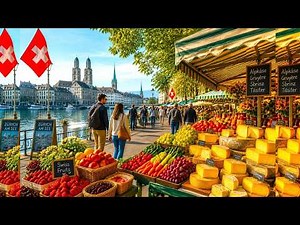 ZURICH SWITZERLAND; Peaceful Morning Walk in 4K🇨🇭