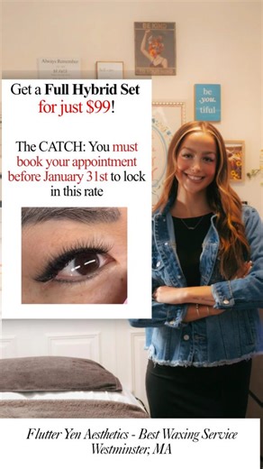 . The Best Hybrid Lashes in Westminster, MA January is almost over, but your glow-up is just beginning! Secure your Hybrid Lash Full Set with Kattiah this month and wake up every day ready to go. Whether you're prepping for a Valentine's date or just treating yourself to a low-maintenance morning routine, this is the sign you’ve been waiting for. The Look: Hybrid Lashes (The perfect mix of classic definition and volume fluff). Esthetician: DM Kattiah @beautybykattiah and get booked today! Only 4