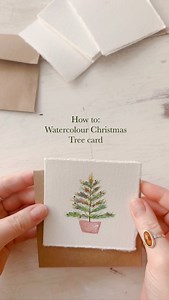 How to: Watercolour Christmas Tree card 1. Paint a brown line down your card. Then plant V shapes down the line, making them get wider as you move down the line. These are your branches. 2. With green, paint lots of tiny lines on the branches for the trees pine needles. 3. Dip your brush in water and then tap the excess off on your water jar. Use the water in your brush to go over some of the pine needles. This will make your tree look fuller. 4. With a colour of your choice, paint a bucket shap