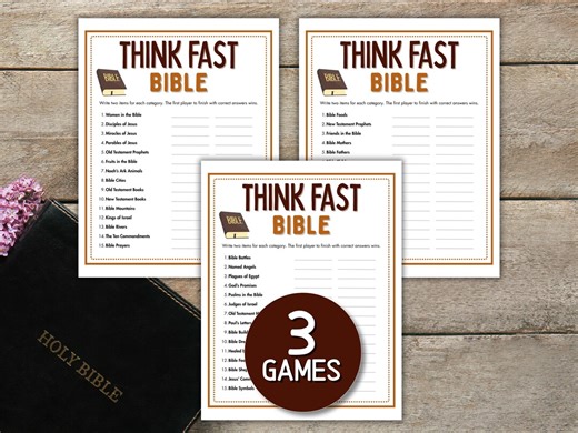 Bible Think Fast Game Printable, Quick Intermediate Christian Games Icebreaker Church Trivia Questions - Etsy