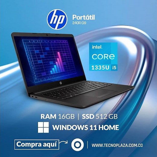 Portátil HP 240R G9 Intel Core i5 1335U, Ram 16GB, SSD 512GB Windows 11 Home