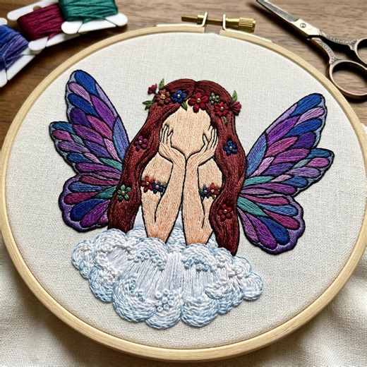 Butterfly Fairy Embroidery Pattern, Whimsical Fairy Hand Embroidery PDF - Etsy