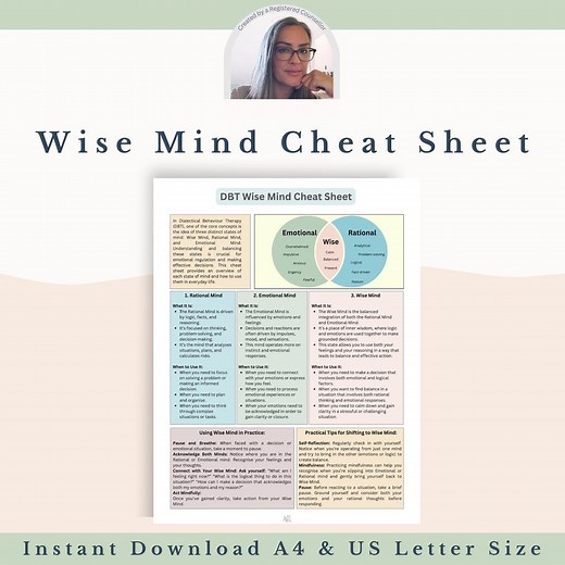DBT Skills Printable: Wise Mind Cheat Sheet, Emotional Regulation (PDF Download) - Etsy