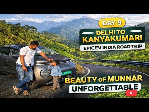 Driving an EV in Munnar 😍 Day 9 Delhi to Kanyakumari Road Trip #evroadtrip #munnar #windsorev #ev 