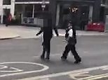 Police officer struggles to arrest suspect on a London street
