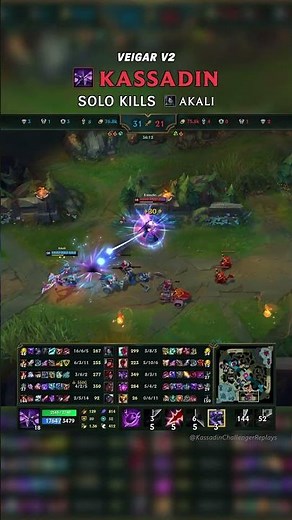 (Veigar v2) Kassadin SOLO KILLS Akali | EUW Master Patch 26.14 #shorts
