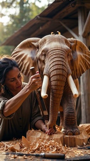 Masterpiece: Incredible Skills Carving a Giant Elephant from Solid Wood | Woodworking Art