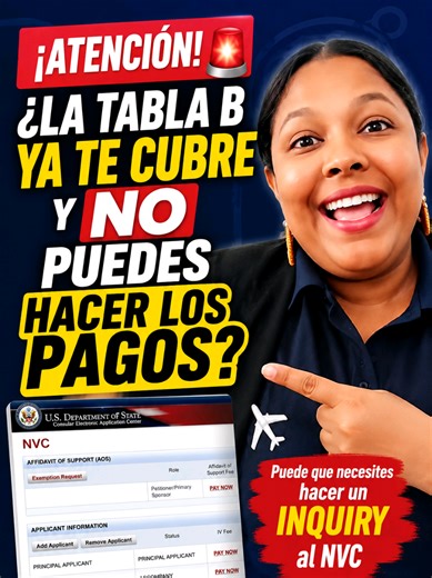 🚨 ¿Tu fecha ya está cubierta por la Tabla B y el NVC todavía no te habilita los pagos? 👀 Puede que necesites hacer un inquiry al NVC. Revisa tu CEAC y tu correo. 📩 Si no sabes cómo hacerlo, nosotros podemos ayudarte. 🔥 📍 MEZON MULTISERVICES 🇩🇴 849-205-9403 🇺🇸 704-798-9606 #boletindevisas #nvc #visabulletin #procesosmigratorios #VideoViral