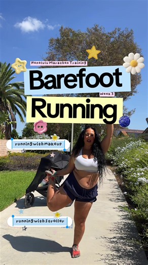 Barefoot stroller running with a full face of make up 🏃🏽‍♀️✨ Running with my @Guava Family jogger roam stroller Running with @Vibram v run retro Running watch is @Suunto run 2 Shorts are from @H&M MOVE Running high compression bra is from @Nike @elfcosmetics super grip primer @refybeauty skin base, creamer bronzer and water blush @saiebeauty radiant concealer @lorealparis paris usa blur-fection setting powder for under eyes and 3 second setting spray @urbandecaycosmetics decay powder blush in
