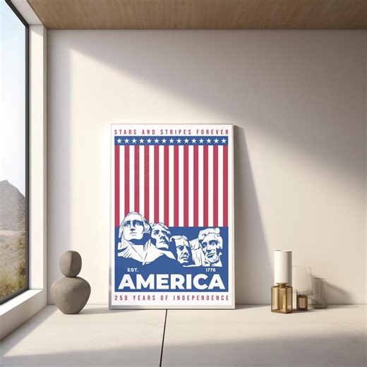 America 250 Digital Wall Art, Patriotic Printable Decor, 4th of July Wall Art Download, Stars and Stripes America Poster - Etsy