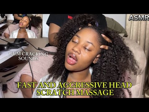 ASMR💫FAST & INTENSE AGGRESSIVE HEAD SCRATCH | gum cracking sounds