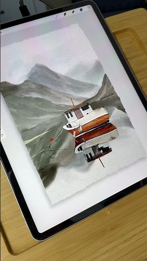 Procreate watercolor landscape! #procreate #digitalarttutorial #procreatetutorial