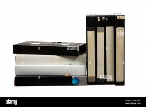 Pile of VHS video cassettes. Vintage media. Isolate on a white background Stock Photo - Alamy