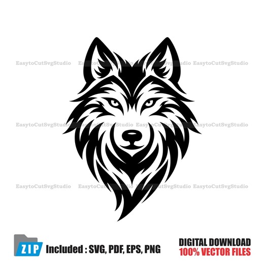 Wolf Head SVG: Tribal Animal Vector Wildlife Cricut PNG Printable Design (digital Download) - Etsy