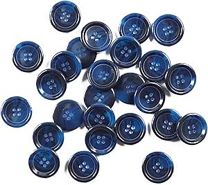 50 Pcs Large 1 inch Blue Buttons for Sewing Round Resin Navy Blue Buttons for Crafts 4 Hole Flatback Coat Buttons for Shirt Sweater DIY and Clothing Blue Plastic Buttons 25mm Sewing Buttons Bulk