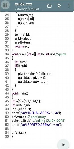 Quick sort program in c language| c programming | #shorts