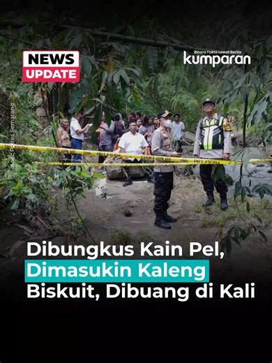 Sesosok jasad ditemukan di dalam kaleng biskuit di bawah jembatan Desa Leyangan, Kecamatan Ungaran Timur, Kabupaten Semarang, Jawa Tengah, Senin (16/3). Polisi masih memburu pelaku pembuangan jasad tersebut. Kapolsek Ungaran Kompol Sugiyarta mengatakan jasad itu ditemukan sekitar pukul 10.13 WIB oleh sejumlah anak yang sedang bermain dan mandi di aliran sungai. Mereka curiga dengan sebuah bungkusan, lalu membukanya dan menemukan jasad yang terbungkus kain pel di dalam kaleng. Temuan tersebut dil