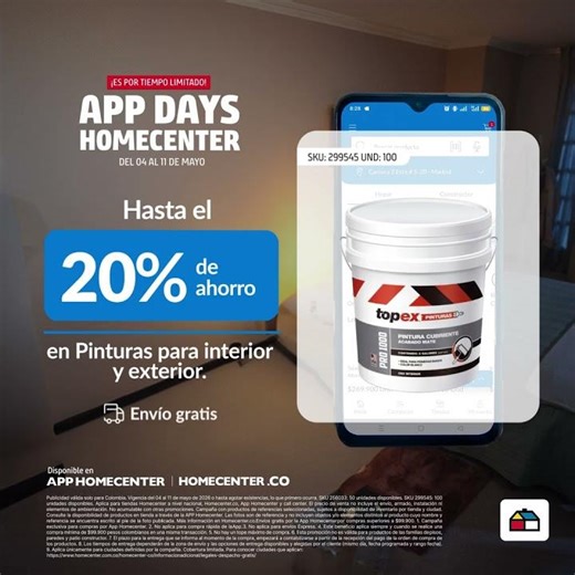 With App Days Homecenter, paint your home and renovate your spaces.