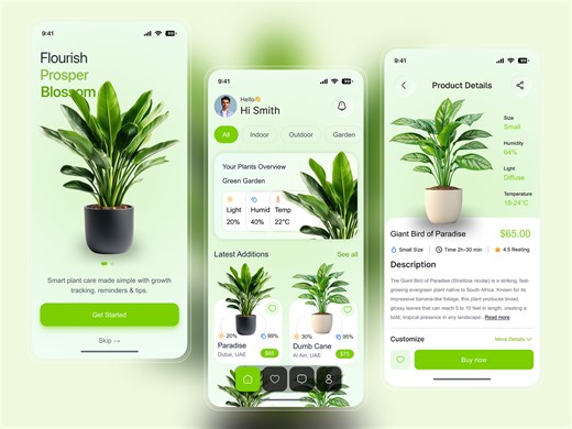 Smart Plant Care & Growth Tracking Mobile App Design.