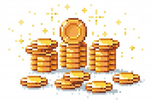 Premium Vector | Pixel coins stack Retro 8 bit video game golden coin pile 2D sprite asset for arcade game design Vector isolated collection of money heap Investment banking and fortune prize gambling concept