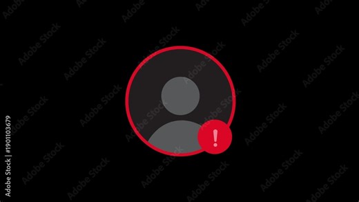 The user icon appears with an exclamation mark. The user alert animation indicates a warning, caution, or error in a profile or access notification.