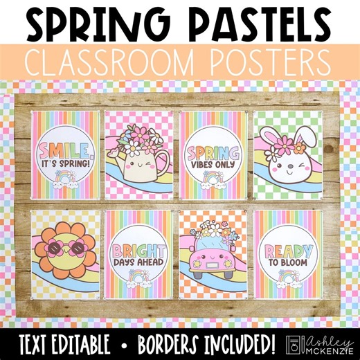 Pastel Spring Bulletin Board April Posters Spring Bulletin Board Borders Text Editable Posters Spring Door Decor Signs - Etsy
