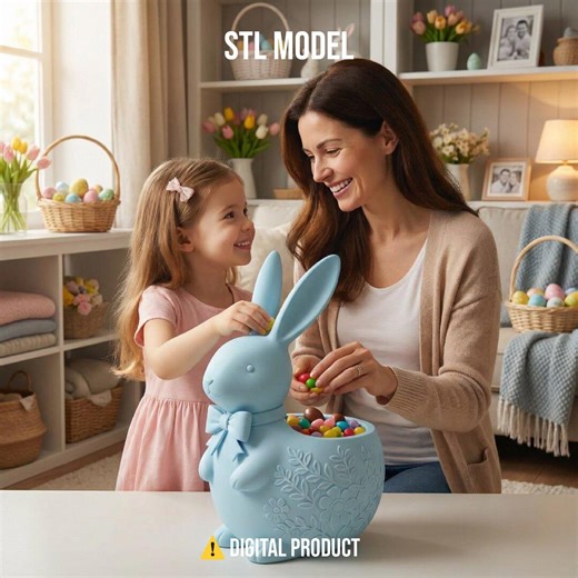 Cute Rabbit Candy Dish STL, Aesthetic Floral Bunny Storage 3D Model, Nursery Gift Box for 3D Printing, Spring Animal Treat Holder STL File - Etsy