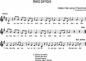 Bela bimba Beth's Notes Songs   Resources