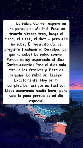 Rubia espera el tranvía 10 porque es su cumpleaños